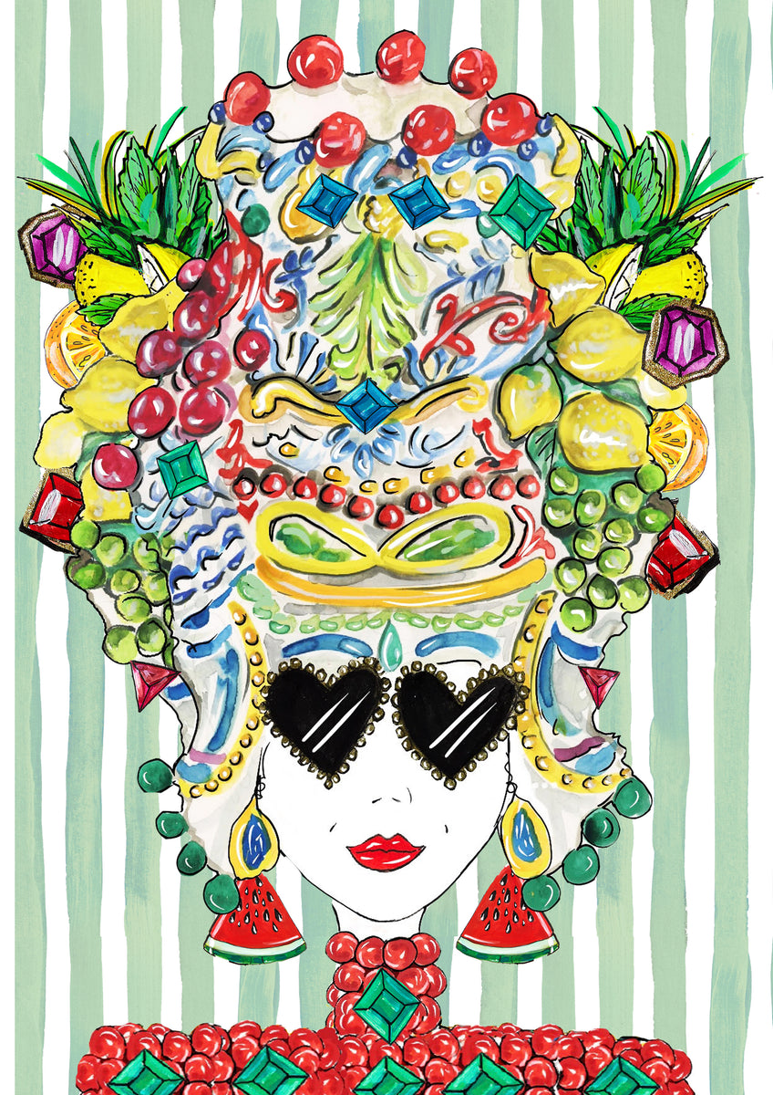 Sicilian Goddess mint green Pop Doll Print – Limited Edition by