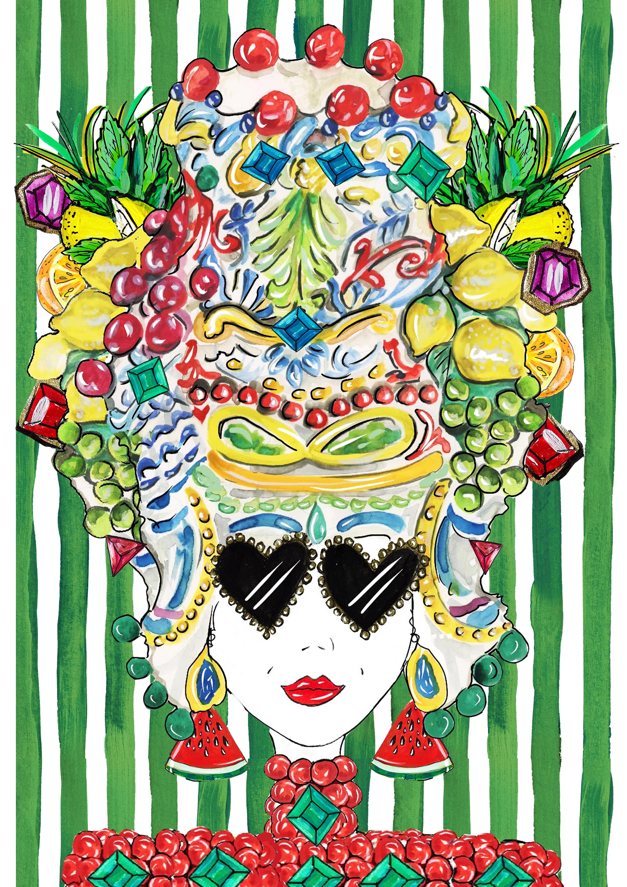 golden summer pop dolls print