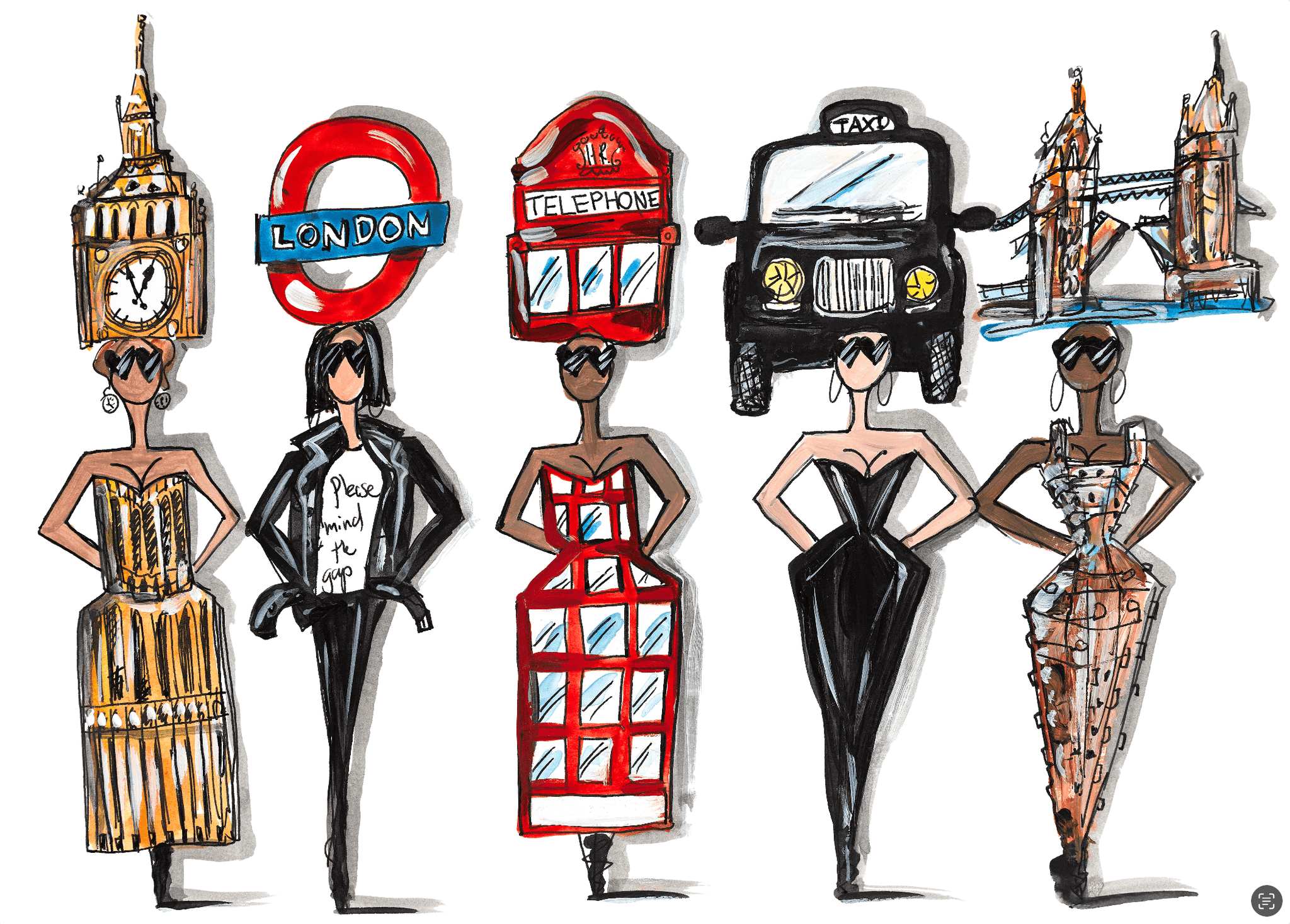 My London Pop Dolls Print – Charlotte Posner City Artwork