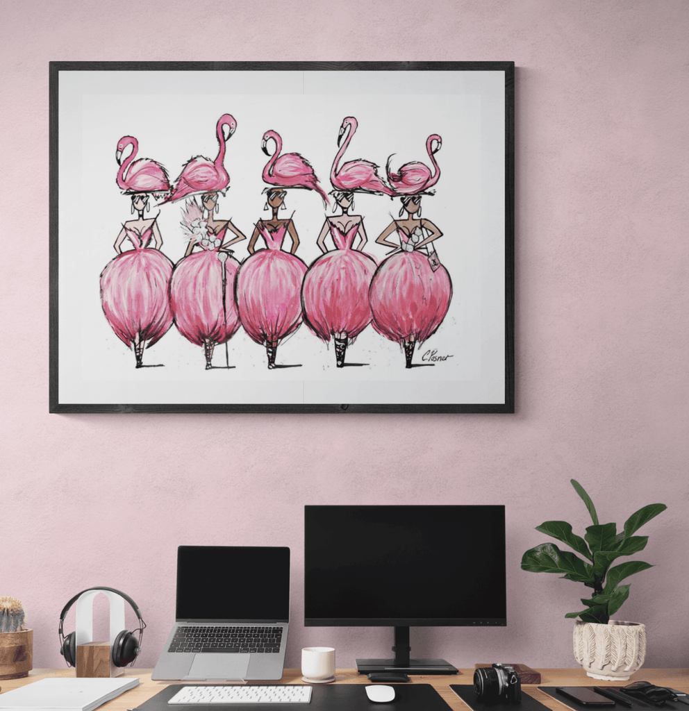 PINK FLAMINGO POP DOLLS PRINT - Charlotte Posner