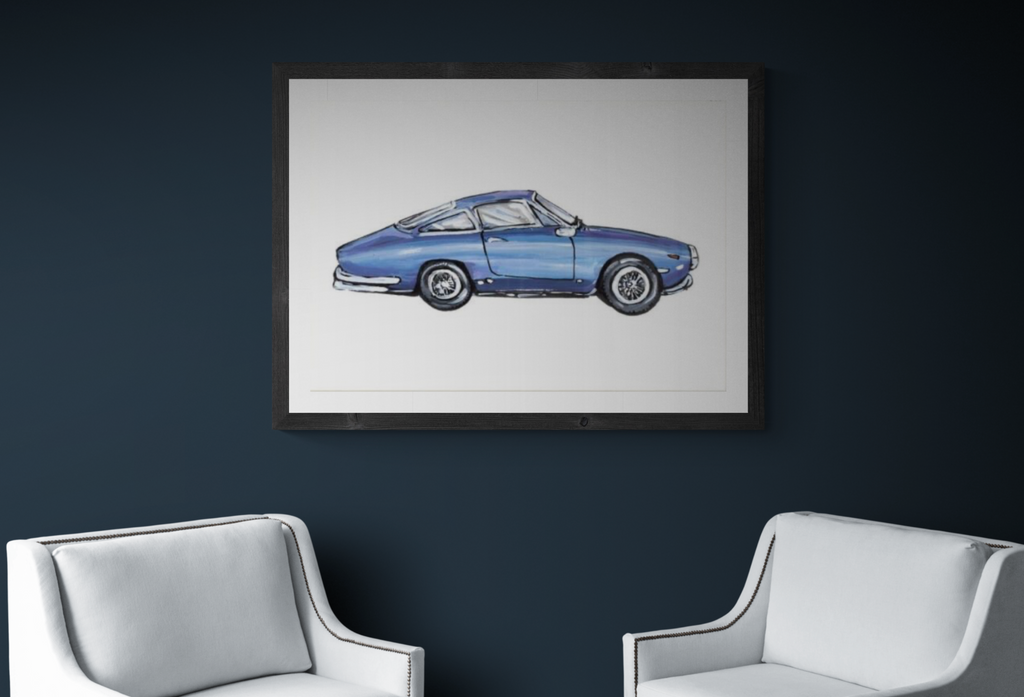 art charlotte posner blue car vintage